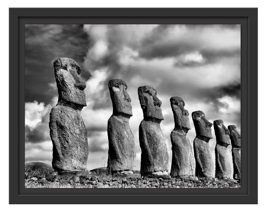 Moai Statuen auf den Osterinseln Schattenfugenrahmen 38x30