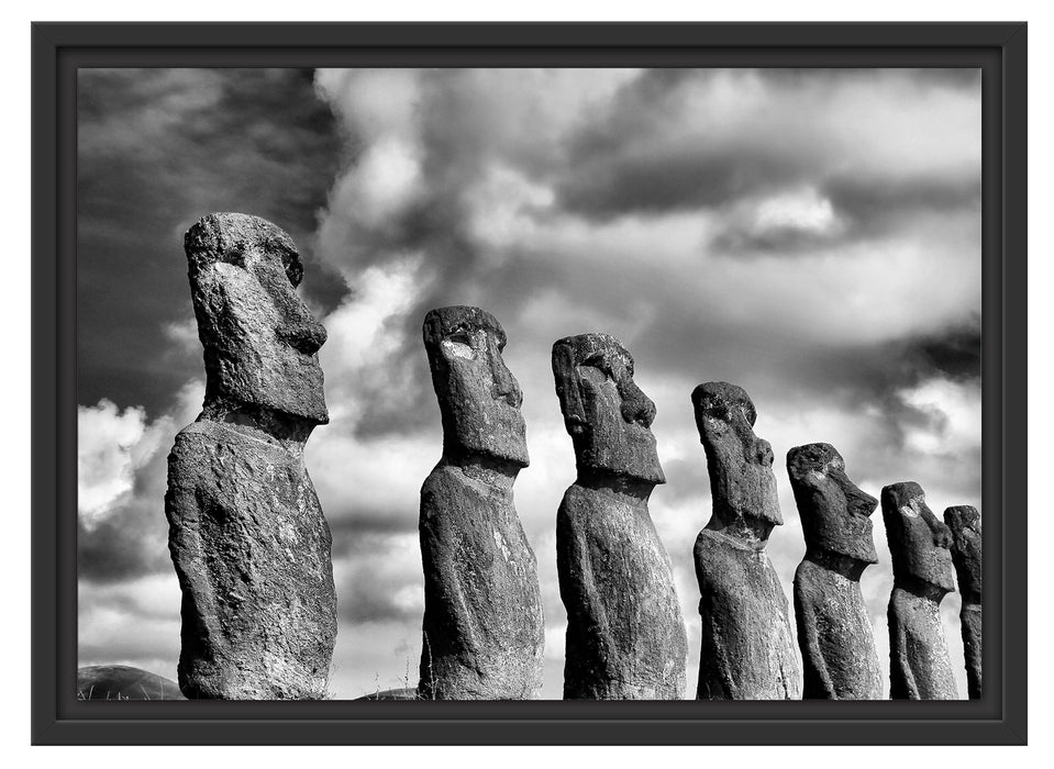 Moai Statuen auf den Osterinseln Schattenfugenrahmen 55x40