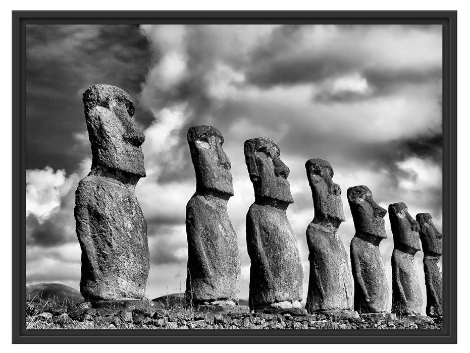 Moai Statuen auf den Osterinseln Schattenfugenrahmen 80x60