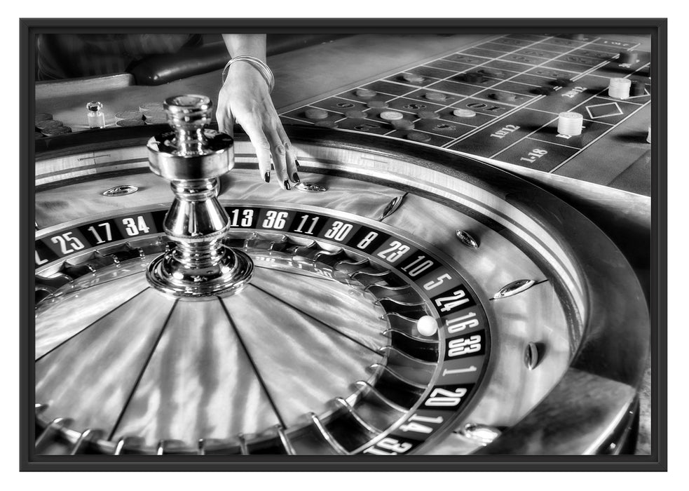 Pixxprint Roulette Tisch in Las Vegas, im Schwebe-Effekt Bilderrahmen