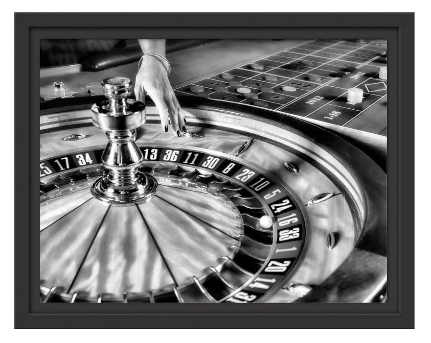 Roulette Tisch in Las Vegas Schattenfugenrahmen 38x30