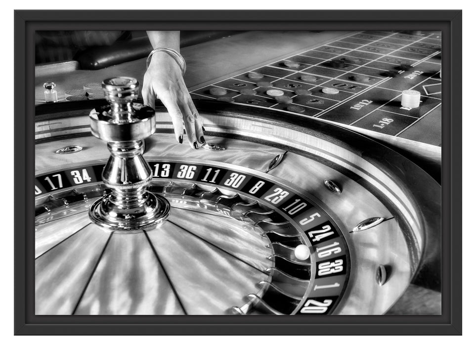 Roulette Tisch in Las Vegas Schattenfugenrahmen 55x40