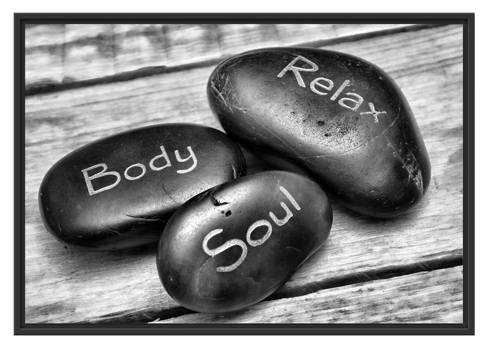 Pixxprint Wellness Steine Body, im Schwebe-Effekt Bilderrahmen