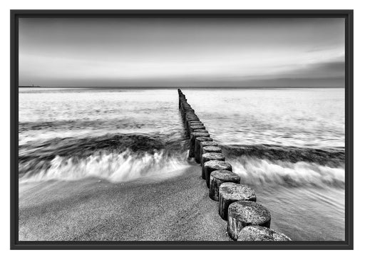 Baumstümpfe die ins Meer führen Schattenfugenrahmen 100x70