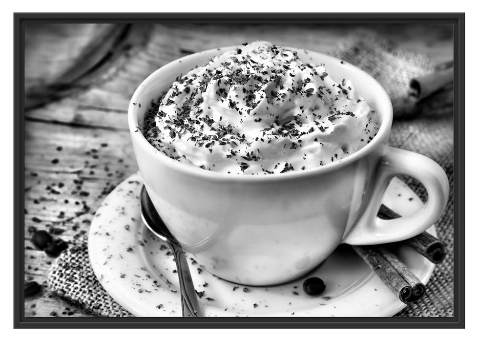 Kaffee mit viel Creme Schattenfugenrahmen 100x70