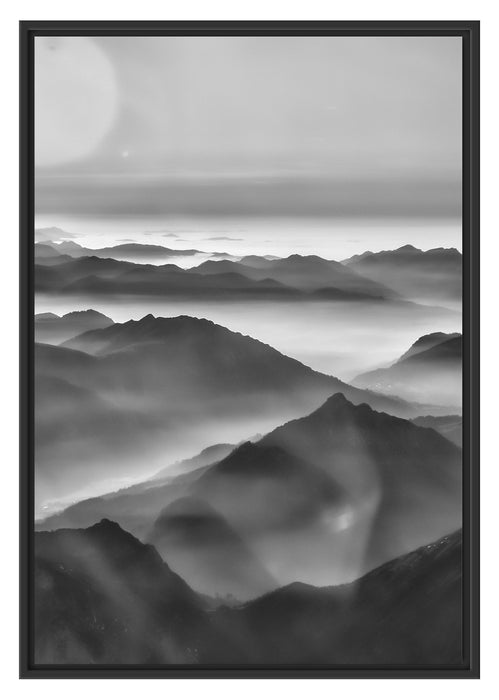 Wunderschöne Alpenberge Schattenfugenrahmen 100x70