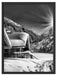 Verschneite Alpenhütte Schattenfugenrahmen 80x60