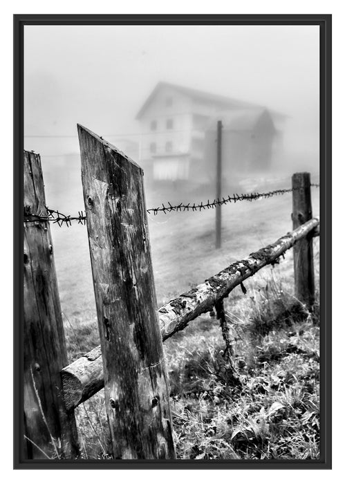 Pixxprint Holzzaun auf Wiese