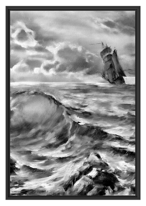 Pixxprint Stürmische See mit Schiff