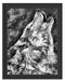 Heulender Wolf Kunst Schattenfugenrahmen 38x30