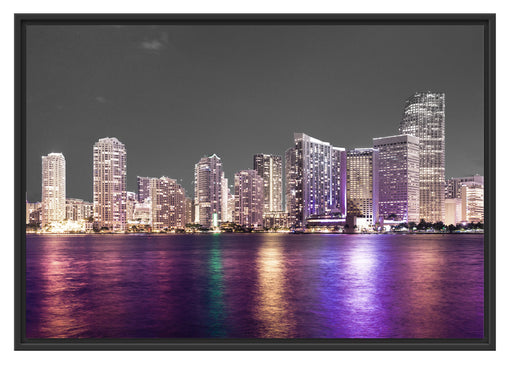 Skyline von Miami Florida Schattenfugenrahmen 100x70
