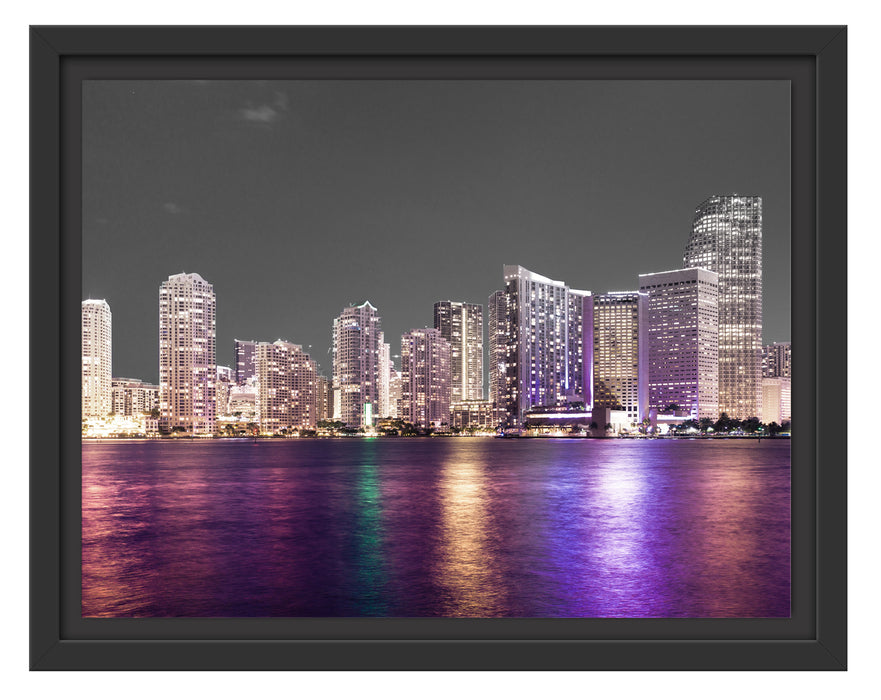 Skyline von Miami Florida Schattenfugenrahmen 38x30