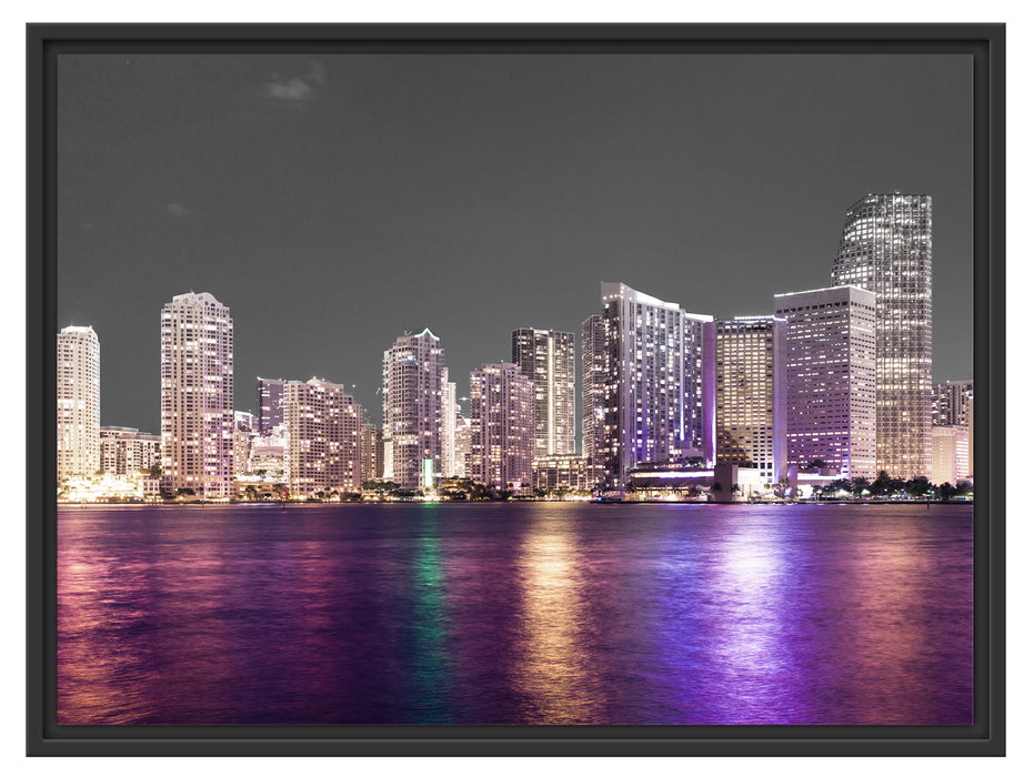 Skyline von Miami Florida Schattenfugenrahmen 80x60