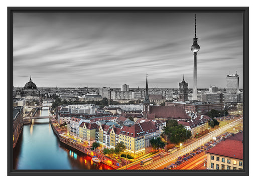 Berlin City Panorama Schattenfugenrahmen 100x70