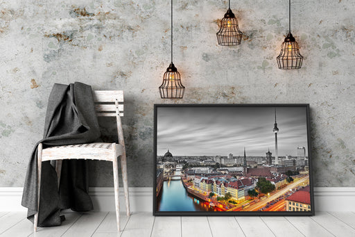 Berlin City Panorama Schattenfugenrahmen Wohnzimmer