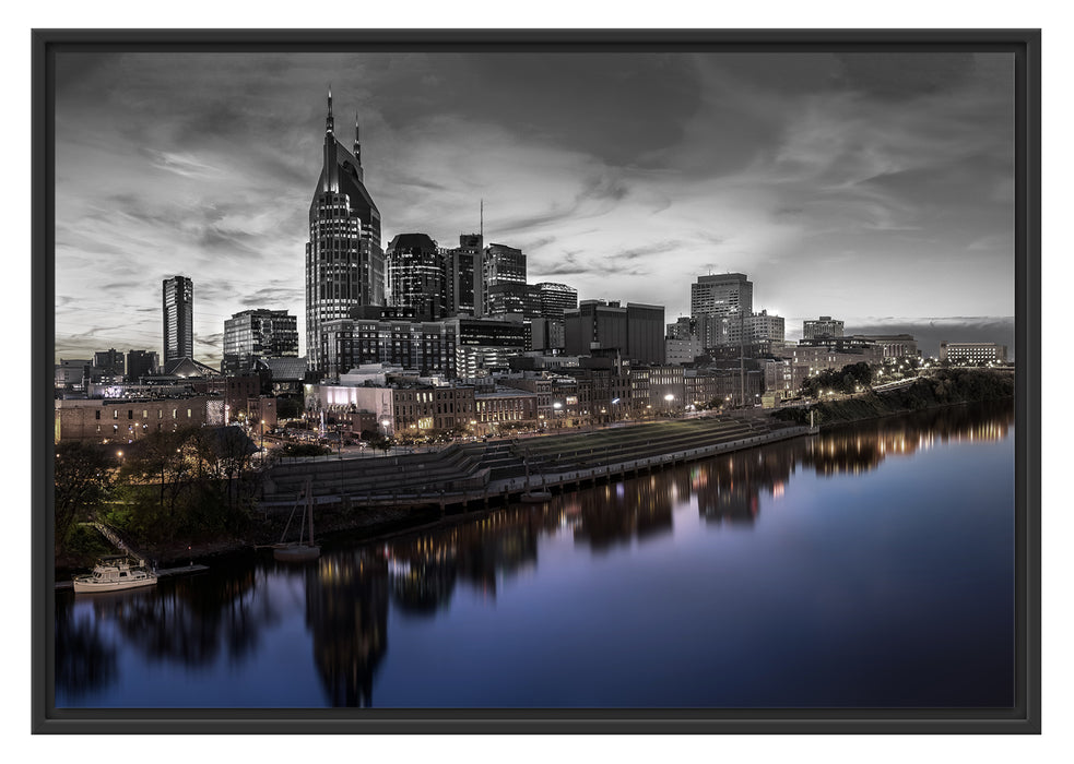 Pixxprint Nashville Skyline Panorama, im Schwebe-Effekt Bilderrahmen
