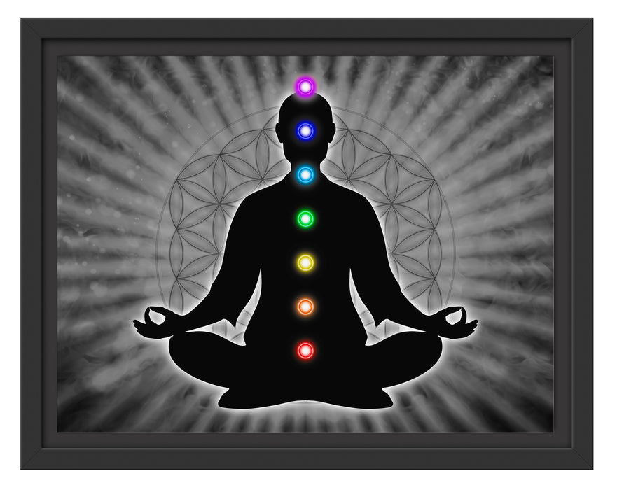 Meditation mit den 7 Chakren Schattenfugenrahmen 38x30
