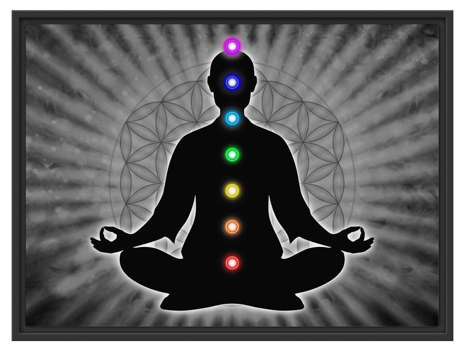 Meditation mit den 7 Chakren Schattenfugenrahmen 80x60