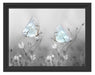 Schmetterling auf kleinen Blumen Schattenfugenrahmen 38x30