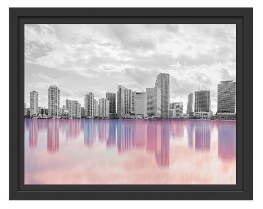 Miami Florida Skyline Schattenfugenrahmen 38x30