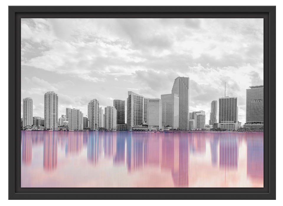 Miami Florida Skyline Schattenfugenrahmen 55x40