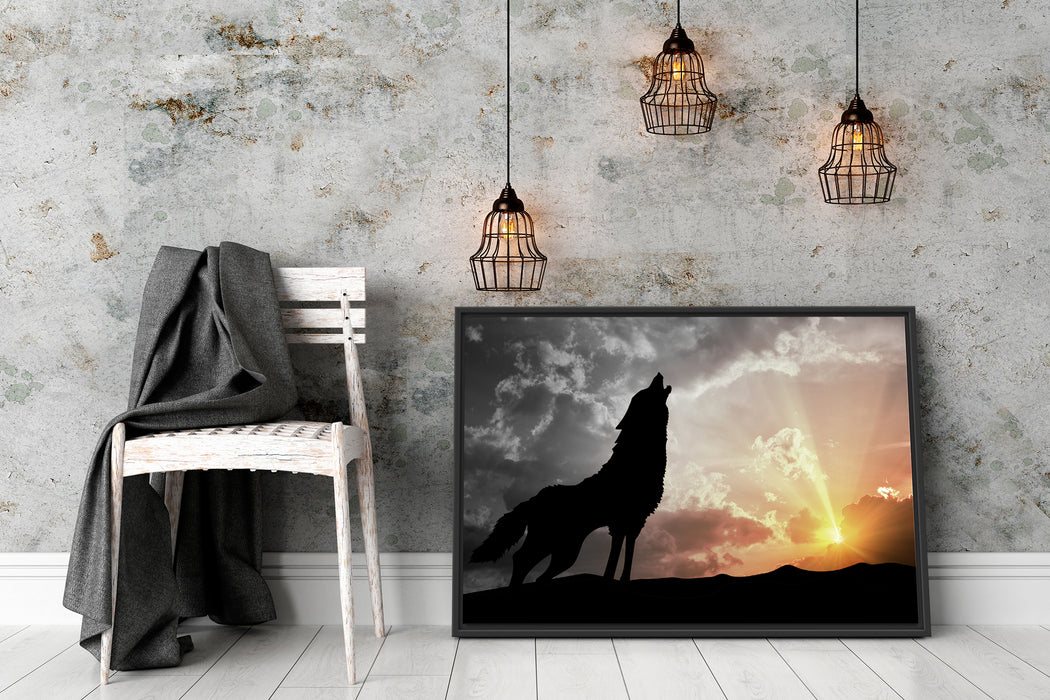 Wolf Heulen Schattenfugenrahmen Wohnzimmer