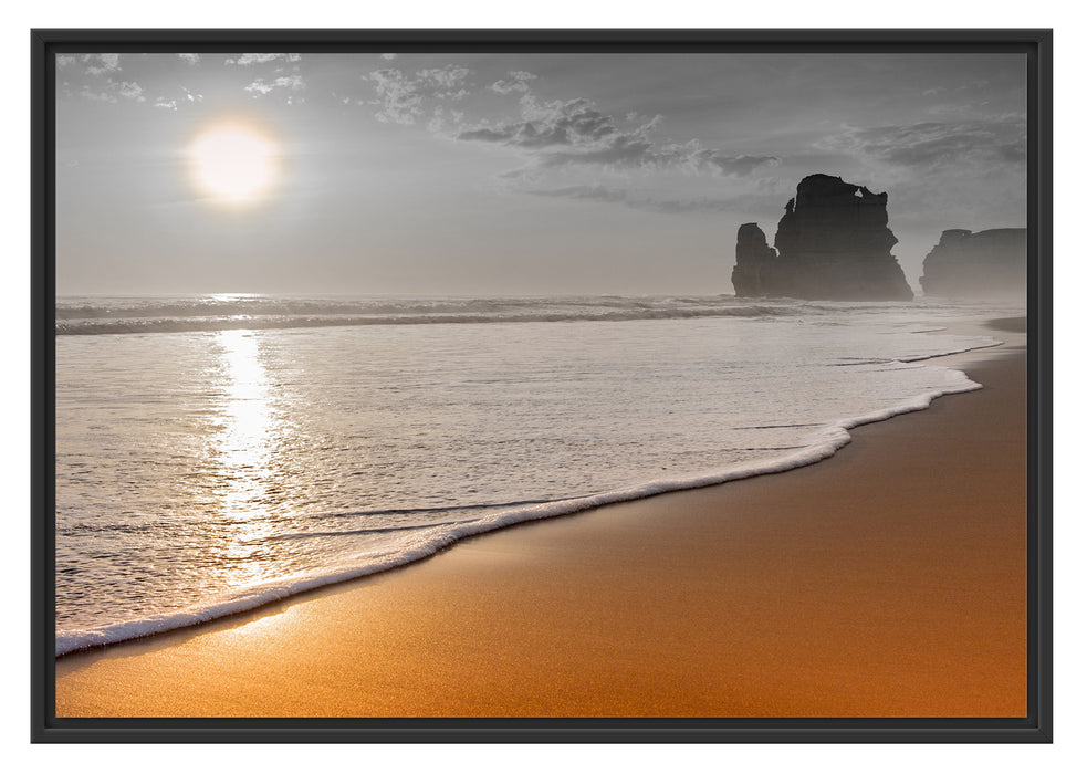 Pixxprint Sonnenuntergang Ozean, im Schwebe-Effekt Bilderrahmen