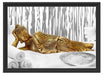 goldener Buddha auf Handtuch Schattenfugenrahmen 55x40