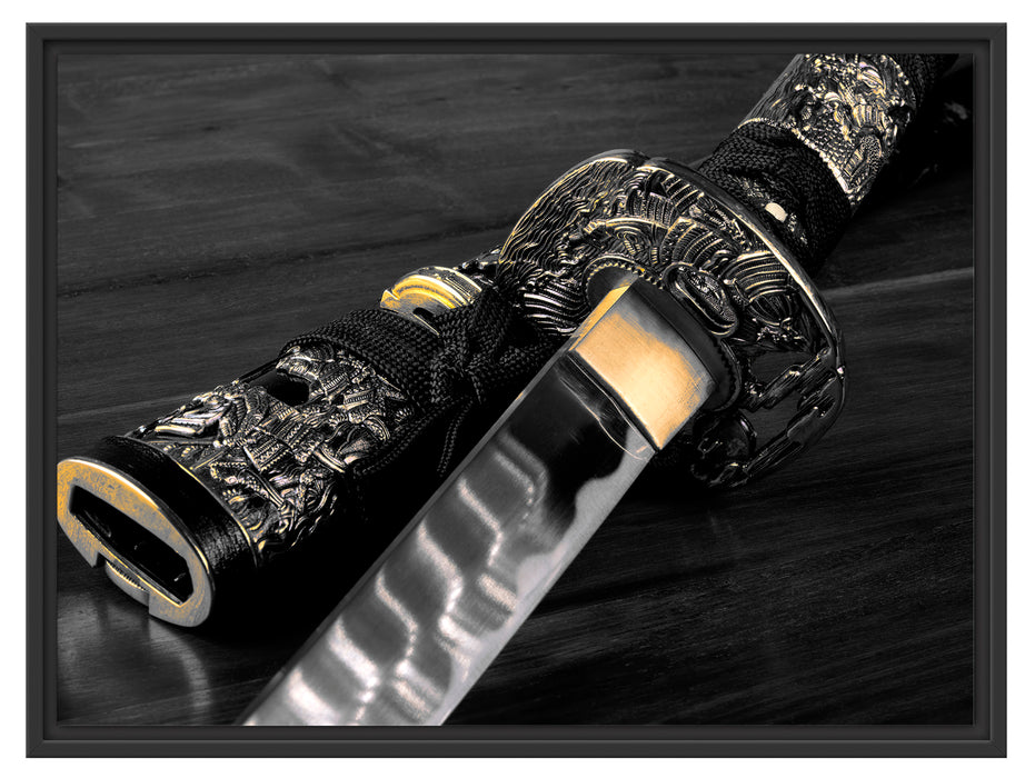 strahlendes Samurai-Schwert Schattenfugenrahmen 80x60