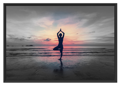 Yoga am Strand Schattenfugenrahmen 100x70