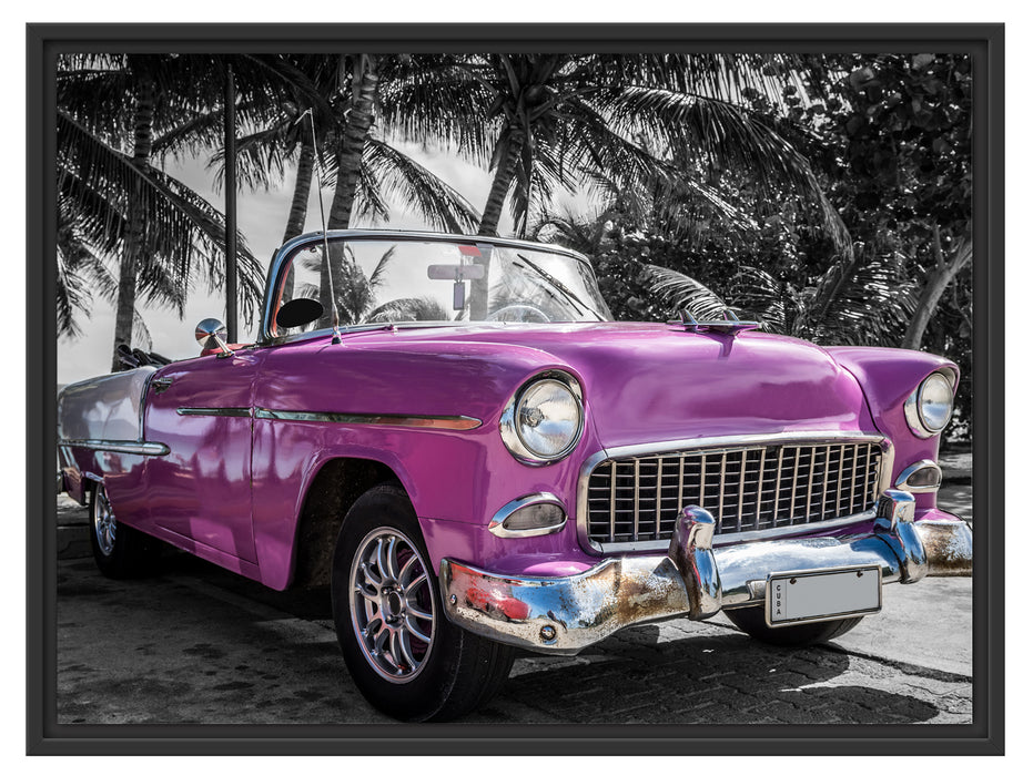 Kuba Varadero Oldtimer B&W Schattenfugenrahmen 80x60