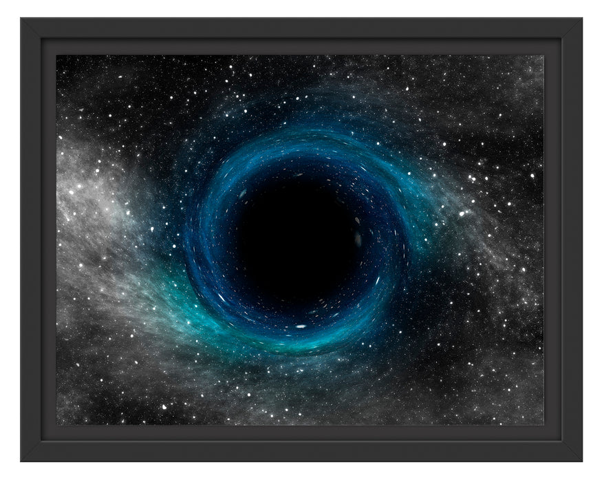 Schwarzes Loch im Weltall Schattenfugenrahmen 38x30