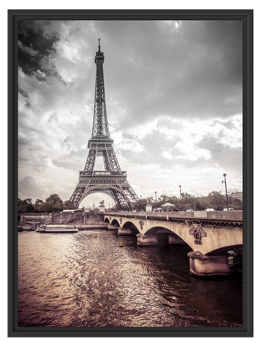 Eiffelturm in Paris Schattenfugenrahmen 80x60