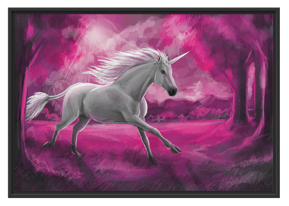 Pixxprint Einhorn im Wald, im Schwebe-Effekt Bilderrahmen