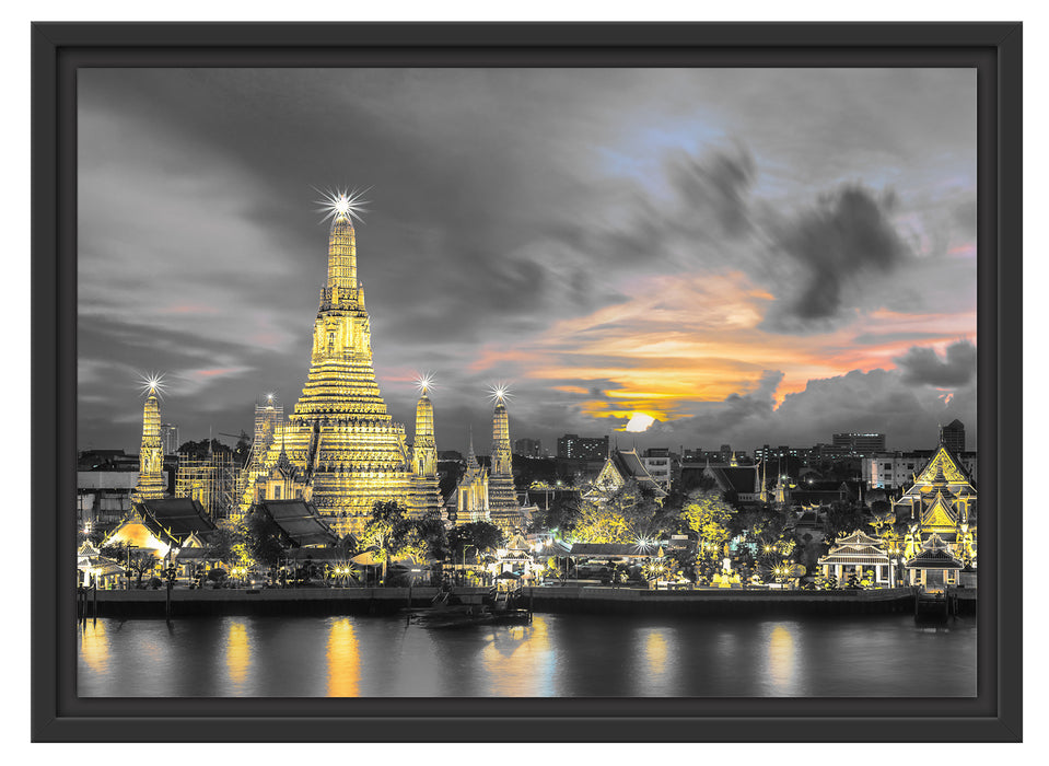Tempel Bangkok Thailand Schattenfugenrahmen 55x40