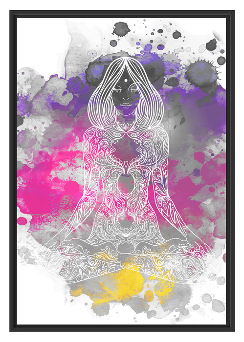 Pixxprint Lotushaltung Yoga, im Schwebe-Effekt Bilderrahmen