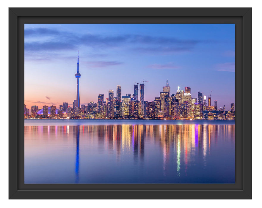 Pixxprint Skyline Toronto in der Abenddämmerung, im Schwebe-Effekt Bilderrahmen