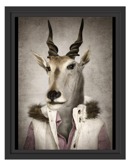 Pixxprint Antilopenkopf mit Menschenkörper, im Schwebe-Effekt Bilderrahmen