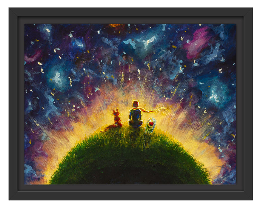 Pixxprint Ölgemälde "Der kleine Prinz", im Schwebe-Effekt Bilderrahmen