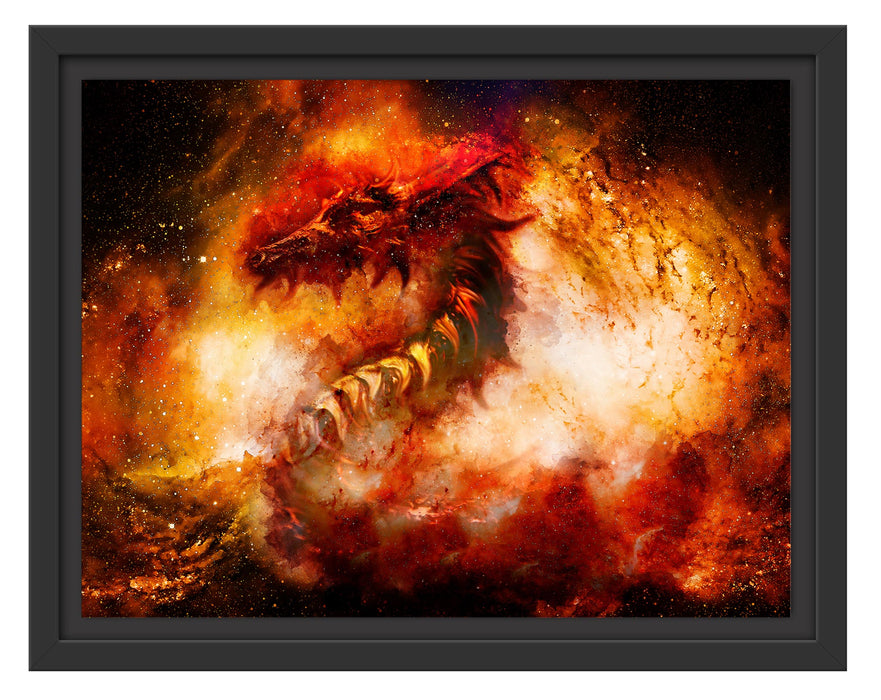 Pixxprint Abstrakter roter Feuerdrachen, im Schwebe-Effekt Bilderrahmen