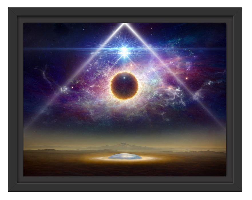 Pixxprint Science Fiction Collage Planeten im Weltraum, im Schwebe-Effekt Bilderrahmen