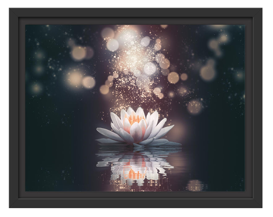 Pixxprint Magische Lotusblüte mit Glitzerstaub, im Schwebe-Effekt Bilderrahmen