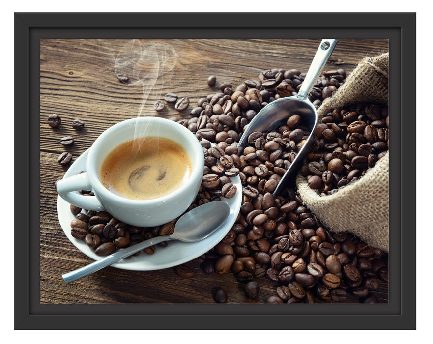 Pixxprint Espressotasse mit Kaffeebohnen, im Schwebe-Effekt Bilderrahmen