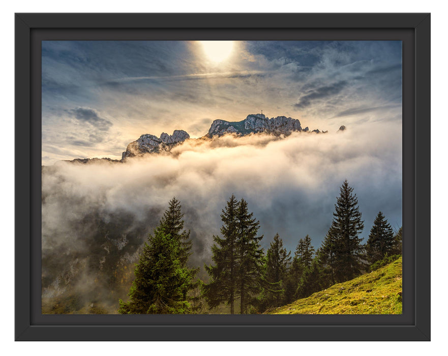 Pixxprint Aufsteigende Wolken in den Dolomiten, im Schwebe-Effekt Bilderrahmen