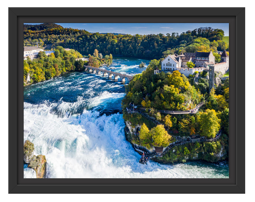 Pixxprint Panorama vom Rheinfall in der Schweiz, im Schwebe-Effekt Bilderrahmen