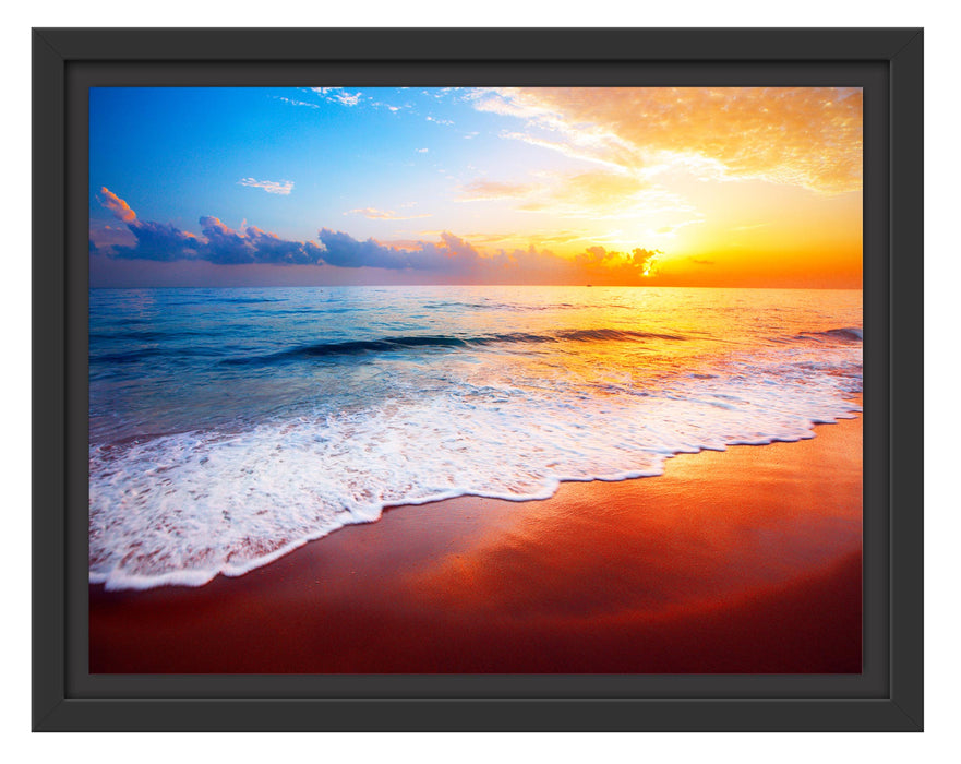Pixxprint Sonnenuntergangsstimmung an Traumstrand, im Schwebe-Effekt Bilderrahmen