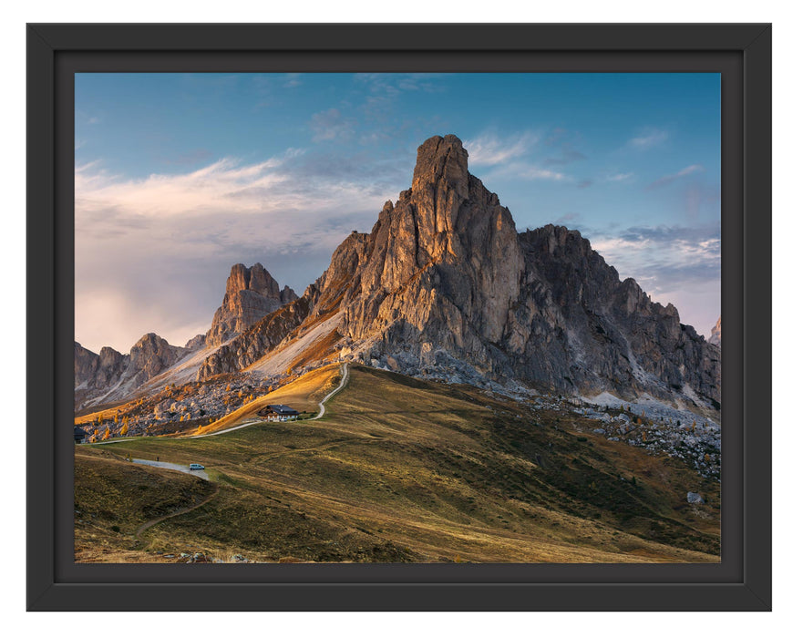 Pixxprint Dolomiten im Sonnenuntergang, im Schwebe-Effekt Bilderrahmen