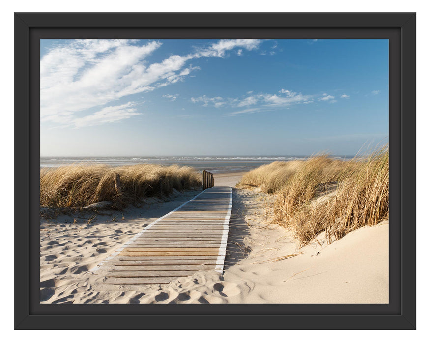 Pixxprint Weg zum Strand durch die Dünen, im Schwebe-Effekt Bilderrahmen