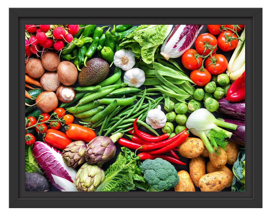 Pixxprint Bunte Gemüsemischung, im Schwebe-Effekt Bilderrahmen