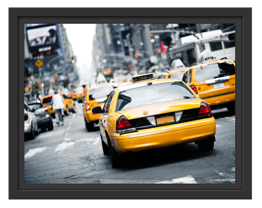 Pixxprint Gelbe Taxis am Times Square in New York, im Schwebe-Effekt Bilderrahmen